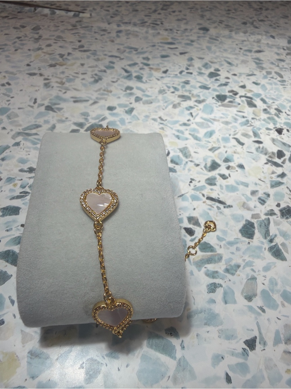Kate Spade New York Mother of Pearl Heart Station Bracelet Gold Tone - Picture 2 of 4